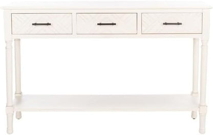 SAFAVIEH Home Collection Peyton Distressed White 3-Drawer Lower Shelf Console Table CNS5705A