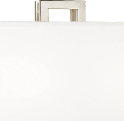 Possini Euro Design Gossard 30" Tall Rectangle Large Modern End Table Lamps Set of 2 Pull Chain Silver Brushed Nickel Finish Metal White Shade Living Room Bedroom Bedside Nightstand House Office