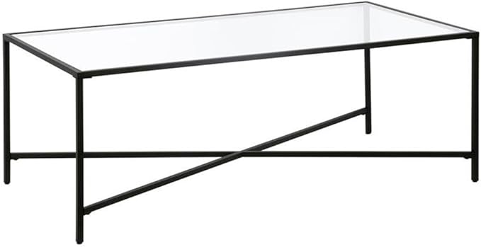 Henley 48'' Wide Rectangular Coffee Table with Glass Top in Blackened Bronze