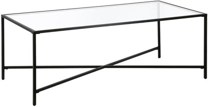 Henley 48'' Wide Rectangular Coffee Table with Glass Top in Blackened Bronze