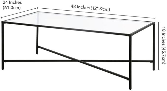 Henley 48'' Wide Rectangular Coffee Table with Glass Top in Blackened Bronze
