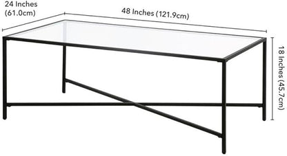 Henley 48'' Wide Rectangular Coffee Table with Glass Top in Blackened Bronze