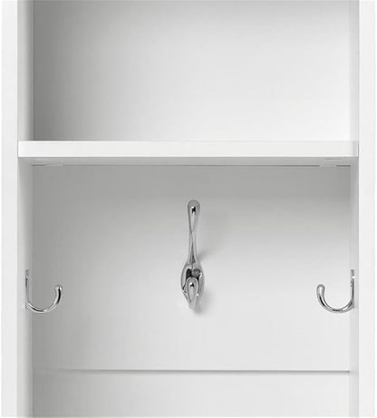 Prepac Narrow Coat Rack Freestanding Hall Tree with 3 Hooks, Entryway Furniture for Coat & Shoe Storage, Entryway Organization with Adjustable Shelf, 14.75"W x 72.5"H x 15.5"D, Set of 2, White