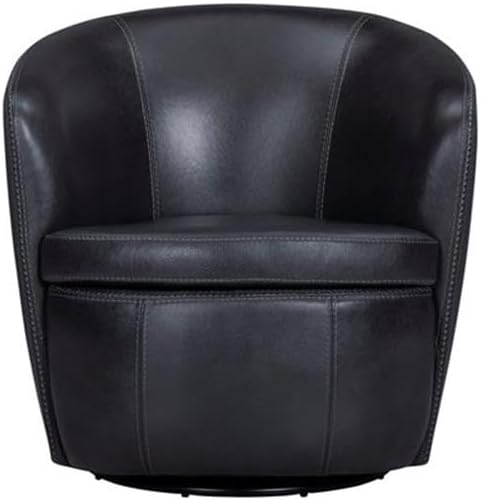 Pemberly Row Vintage Onyx Genuine Italian Leather Swivel Club Chair