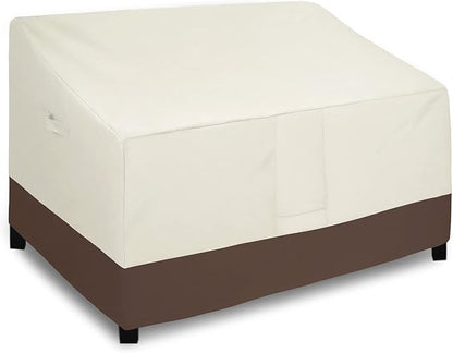 Easy-Going Waterproof Outdoor Loveseat, Heavy Duty 2-Seater Patio Couch, Windproof Furniture Cover with Air Vent (58Wx40Dx31H inch, Beige/Dark Brown)