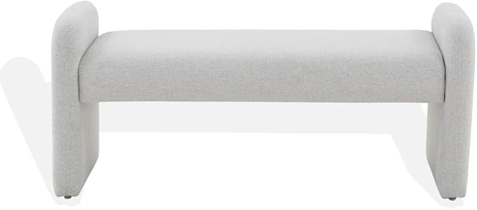 SAFAVIEH Couture Collection Patsy Upholstered Grey Felt Chiclet Rectangular Bench for Entryway, Living Room, Bedroom, Extra Seating