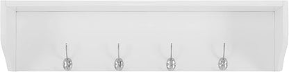 Crosley Furniture Harper Entryway Storage Wall Shelf, with Coat Rack Hooks for Hanging, White