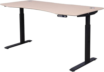 ApexDesk Elite Pro Series 71" x 33" Electric Height Adjustable Stand up Desk, Sit Stand Home Office Desk, Computer Desk - Curved Oak/Black
