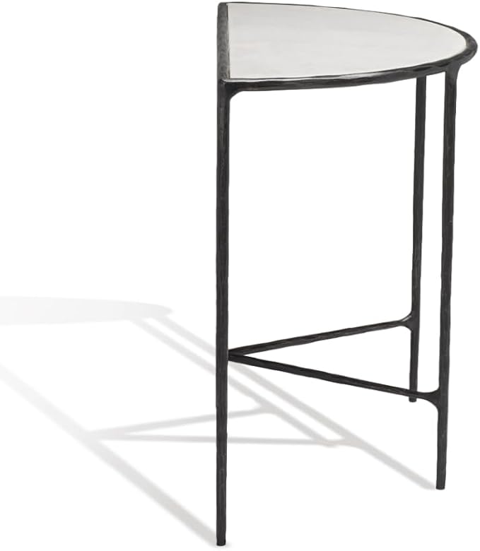 SAFAVIEH Couture Collection Jessa Black/White Forged Metal Half Moon Semi Circle Console Table (Fully Assembled)