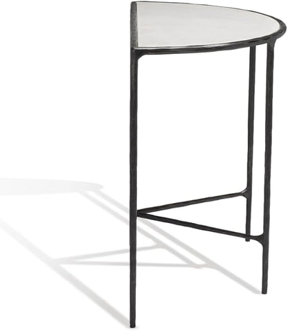 SAFAVIEH Couture Collection Jessa Black/White Forged Metal Half Moon Semi Circle Console Table (Fully Assembled)