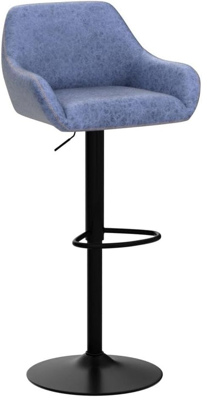Yaheetech Bar Stools Set of 4, PU Leather Swivel Counter Height Barstools, Adjustable Bar Chairs with Backrest and Footrest, Kitchen Island Stool for Home Kitchen, Blue