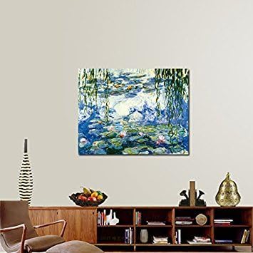 Wieco Art Water Lilies Floral Canvas Prints Wall Art by Claude Monet Famous Oil Paintings Flowers Reproduction for Kitchen Bedroom Bathroom Home Decor Modern Classic Landscape Pictures Giclee Artwork