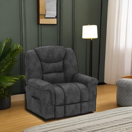 ANJ Rocking Recliner Chair Oversized Swivel Rocker Recliners, Comfy Glider Rocking Chairs for Big Man, Extra Wide Recliners Overstuffed Reclining Chair for Living Room, Grey