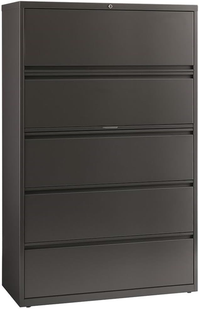 Pemberly Row 42-in Wide Metal 5 Drawer Lateral Filing Cabinet Charcoal