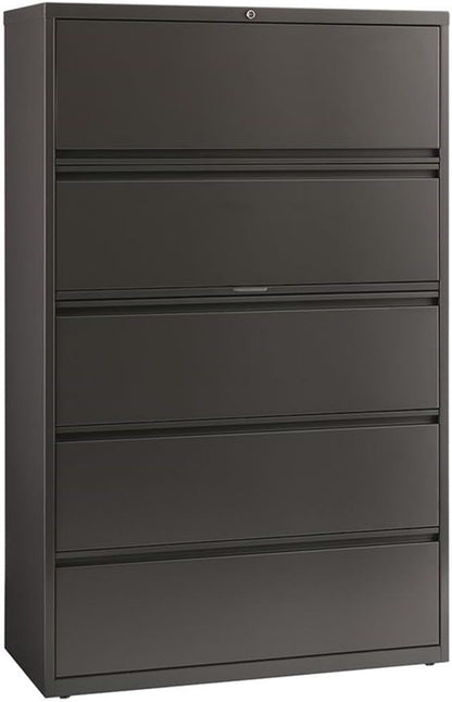 Pemberly Row 42-in Wide Metal 5 Drawer Lateral Filing Cabinet Charcoal