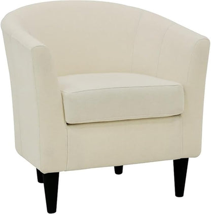 Pemberly Row 17.5" Traditional Polyester Fabric Club Chair in Ivory