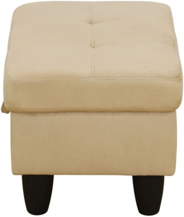Ottoman Storage Ottoman Bench Flannel Footrest Footstool with Hinged Lid for Living Room, Bedroom, Entryway, Beige, 28.5"X19"X17.5"