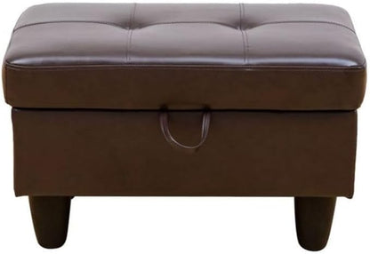 Ottoman Storage Ottoman Bench Faux Leather Footrest Footstool with Hinged Lid for Living Room, Bedroom, Entryway, Brown, 28.5"X19"X17.5"