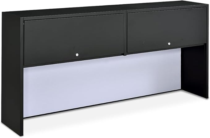 NBF Carbon L Shaped Executive Office Desk with Hutch - Durable Laminate Computer Desk with 3 Drawers - Modern Desk with Storage and File Cabinet - Work Desk with Right Return (72" W x 96" D, Oak)
