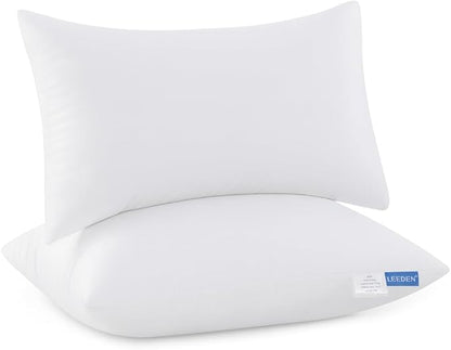 Leeden 12x20 Pillow Inserts Pack of 2, Fluffy Lumbar Throw Pillow Inserts, Soft Square Decorative Throw Pillows for Couch, Sofa, Bed, and Home Decor White Pillows