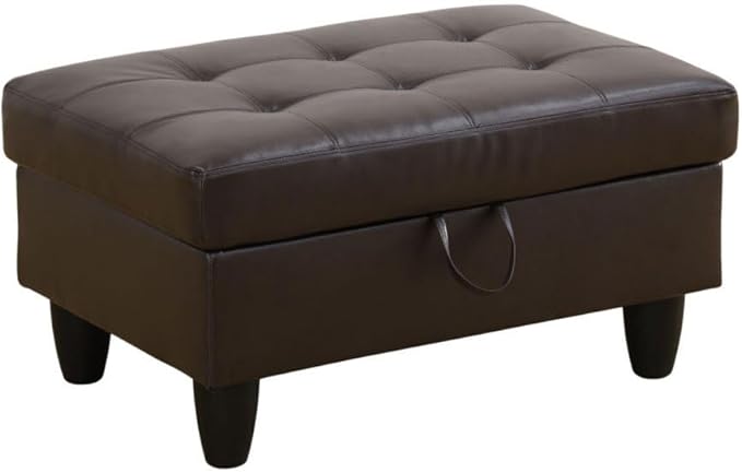 Ottoman Storage Ottoman Bench Faux Leather Footrest Footstool with Hinged Lid for Living Room, Bedroom, Entryway, Brown, 35"X23"X17"