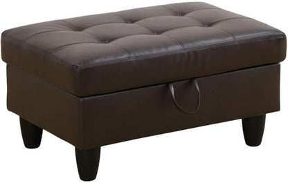 Ottoman Storage Ottoman Bench Faux Leather Footrest Footstool with Hinged Lid for Living Room, Bedroom, Entryway, Brown, 35"X23"X17"