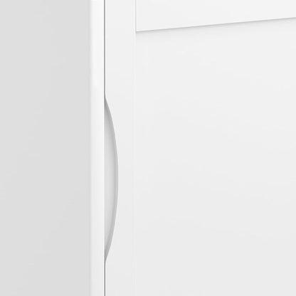 SIMPLIHOME Harper Storage Cabinet - 30 inch Wide Solid Hardwood 2-Shelf Low Console Cabinet in White, Mid-Century Modern Cupboard for Living Room with Sliding Doors and Adjustable Shelves