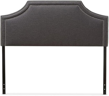 Urban Upmarket Modern and Contemporary Fabric Upholstered Headboard, Nailded Trim Head Board Grey/Queen