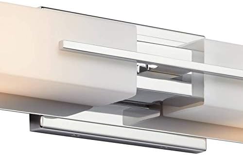 Possini Euro Design Midtown Mid Century Modern Wall Mount Light Chrome Silver Metal 23 1/2" Wide 2-Light Vanity Fixture Rectangular White Glass Shades Decor for Bathroom Over Mirror House Home