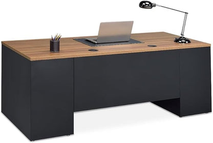 nbf signature series Carbon Steel Executive Desk 72" W x 30" D Gray Wash Maple Ergonomic Computer Office Working PC Desk for Home and Office Use Stylish and Durable