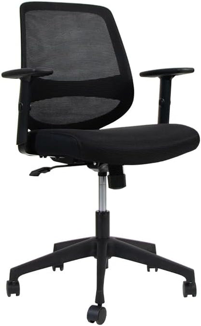 Vari Foundation Chair - Ergonomic Home Office Desk Chair + Adjustable Height, Tilt, and Armrests, Breathable Mesh, Lumbar Support - Swivel Rolling Task Chair for Office or Study (Black)
