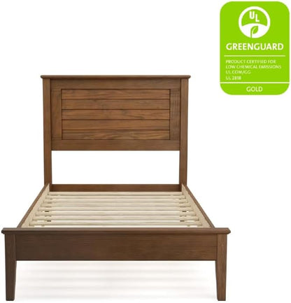 Grain Wood Furniture Greenport Solid Wood Platform Bed, Twin Size, Brushed Walnut