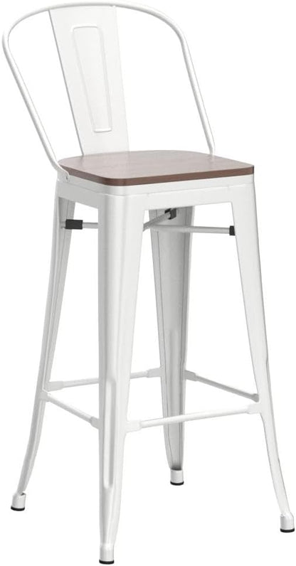 Aklaus Swivel Metal Bar Stools with Backs Counter Stools Set of 4 Counter Height Stools High Back Bar Chairs 24 Inch Barstools Farmhouse White Cream