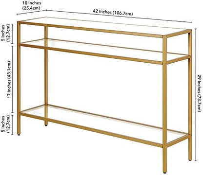 Siviline 42'' Wide Rectangular Console Table in Brass