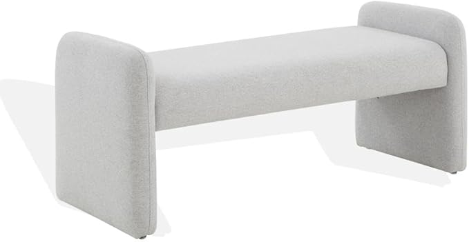 SAFAVIEH Couture Collection Patsy Upholstered Grey Felt Chiclet Rectangular Bench for Entryway, Living Room, Bedroom, Extra Seating