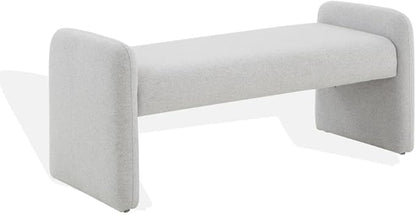 SAFAVIEH Couture Collection Patsy Upholstered Grey Felt Chiclet Rectangular Bench for Entryway, Living Room, Bedroom, Extra Seating