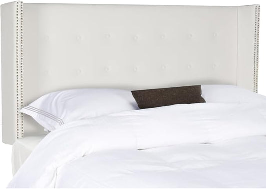 Safavieh Mercer Collection Keegan Velvet Tufted Winged Headboard, Queen, White