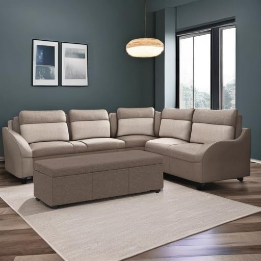 SIMPLIHOME Avalon 54 inch Wide Contemporary Rectangle Extra Large Storage Ottoman Bench in Fawn Brown Polyester Linen Fabric, Assembled, for The Living Room, Entryway and Family Room