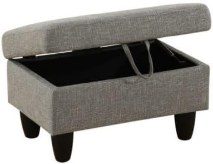 Ottoman Storage Ottoman Bench Linen Footrest Footstool with Hinged Lid for Living Room, Bedroom, Entryway, Grey-2, 28.5"X19"X17.5"