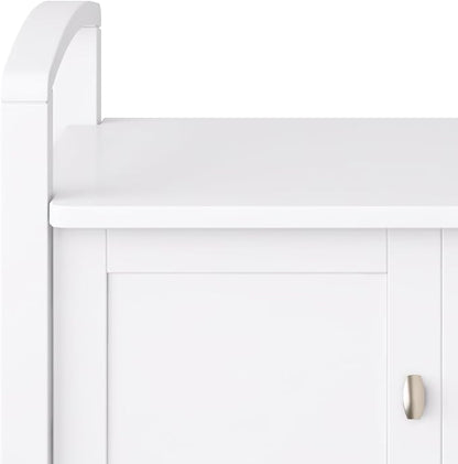 SIMPLIHOME Warm Shaker Entryway Storage Bench - 44 inch Wide Solid Wood Storage Seat in White, Transitional Bench Seat for Mudroom or Living Room with Lift-Up Lid and Shaker-Style Panels