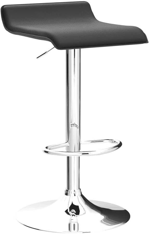 VECELO Bar Stools Set of 2, Counter Bar Stools with Swivel Bar and Adjustable Height, Modern PVC Barstools Bar Chairs for Kitchen/Bar/Dining Room/Living Room/Party, Black