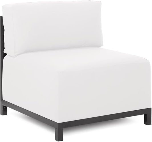 Howard Elliott Axis Chair with Cover for Both Indoor & Outdoor Seating, Cushioned Chair & Seating Titanium Frame Chair for Living Room, Office and Bedroom, 30.5 x 32.5 x 30 Inches, Seascape Natural