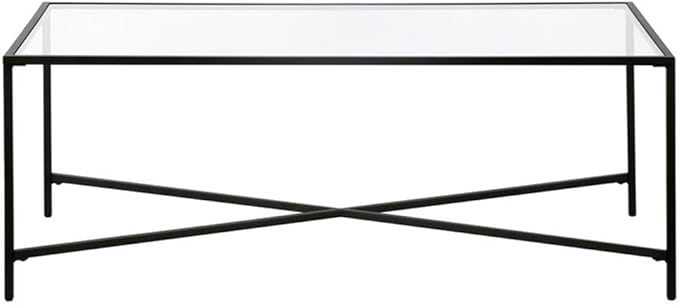 Henley 48'' Wide Rectangular Coffee Table with Glass Top in Blackened Bronze