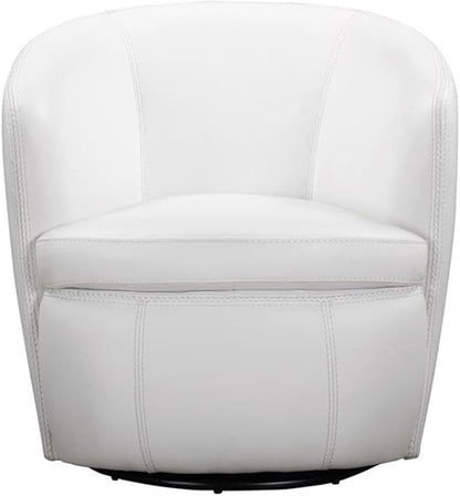 Pemberly Row Set of 2 Snow All Italian Leather Swivel Club Chair
