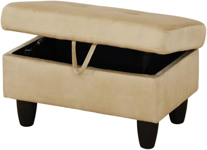 Ottoman Storage Ottoman Bench Flannel Footrest Footstool with Hinged Lid for Living Room, Bedroom, Entryway, Beige, 28.5"X19"X17.5"