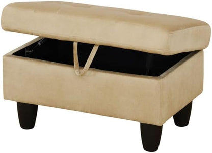 Ottoman Storage Ottoman Bench Flannel Footrest Footstool with Hinged Lid for Living Room, Bedroom, Entryway, Beige, 28.5"X19"X17.5"