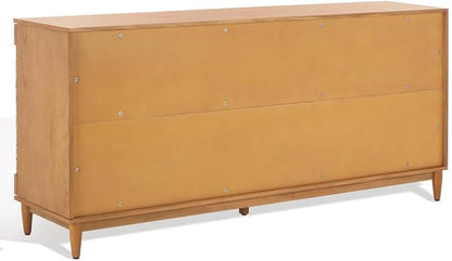 SAFAVIEH Couture Collection Roseanne Natural Banana Stem 4-Door Sideboard Buffet Storage Table, Ideal for Dining Room, Living Room, Entryway, Bedroom, Home Office