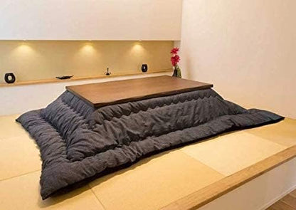 BJDesign Kotatsu - Japanese Heated Table - Wooden Chabudai Furniture with 120V Electric Heater - Low-Lying Dining and Work Desk with Temperature Control Knob (59x33in, Brown)