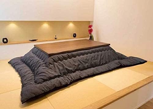 BJDesign Kotatsu - Japanese Heated Table - Wooden Chabudai Furniture with 120V Electric Heater - Low-Lying Dining and Work Desk with Temperature Control Knob (59x33in, Brown)