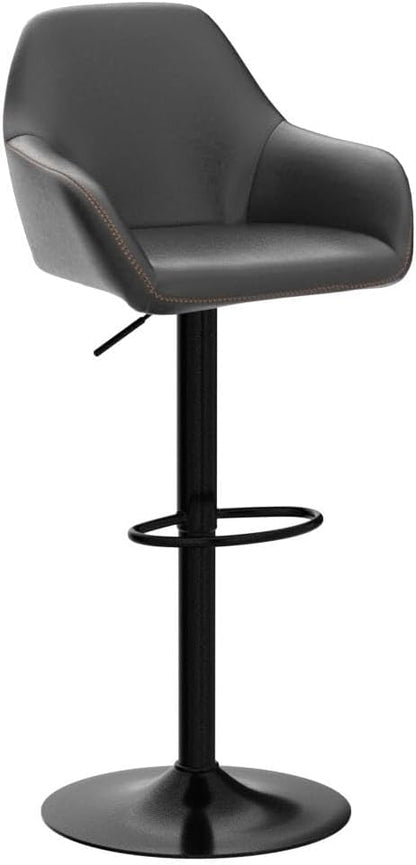 Yaheetech Bar Stools Set of 4, PU Leather Swivel Counter Height Barstools, Adjustable Bar Chairs with Backrest and Footrest, Kitchen Island Stool for Home Kitchen, Black
